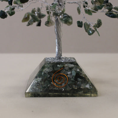 Magic Tree with Moss Agate Stones on Orgonite Base