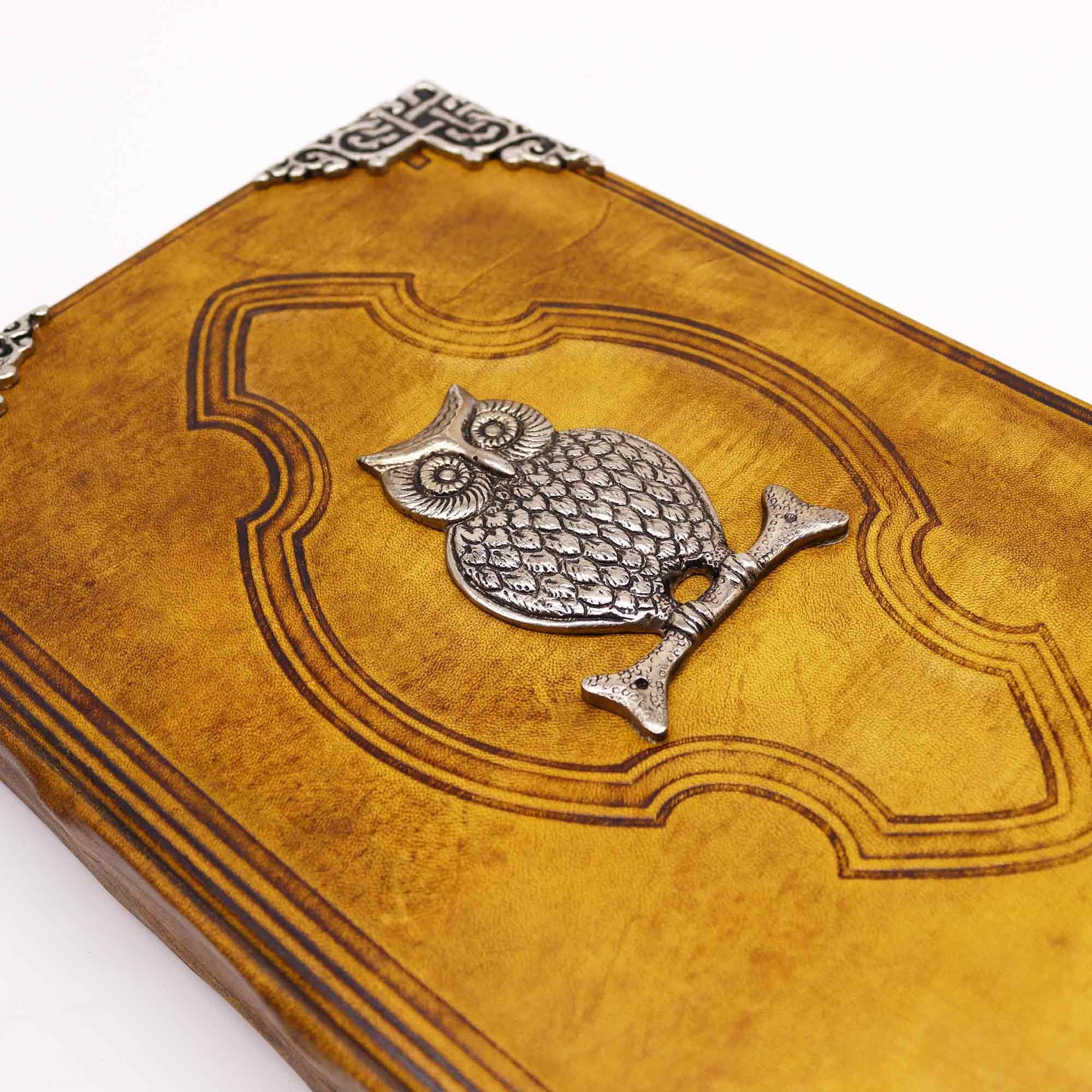 Hefty Coffee Tan Book with Owl Decoration