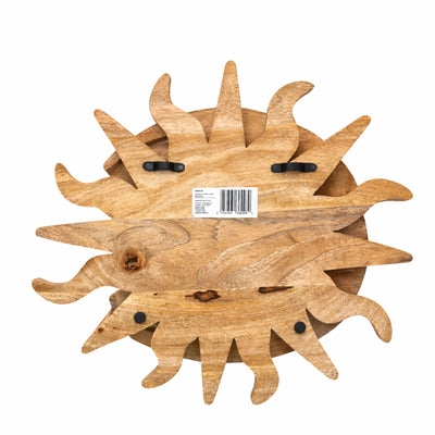3-Tier Shelf with Sun and Moon Motif from Mango Wood
