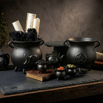 Powerful Cast Iron Cauldron with Pentagram 23x18 cm, 4500 g