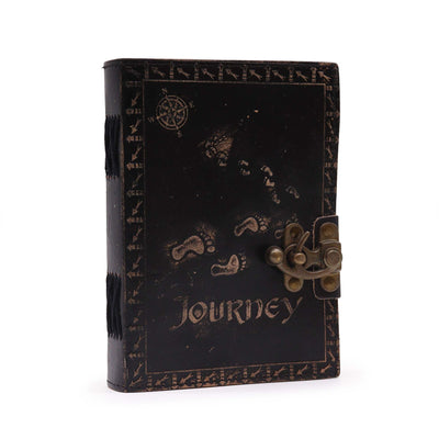 Journey Leather Journal in Dark Tan Shade - Elegant Traveler's Notebook with Handcrafted Finish, 7x5 inches, 100 Blank Pages