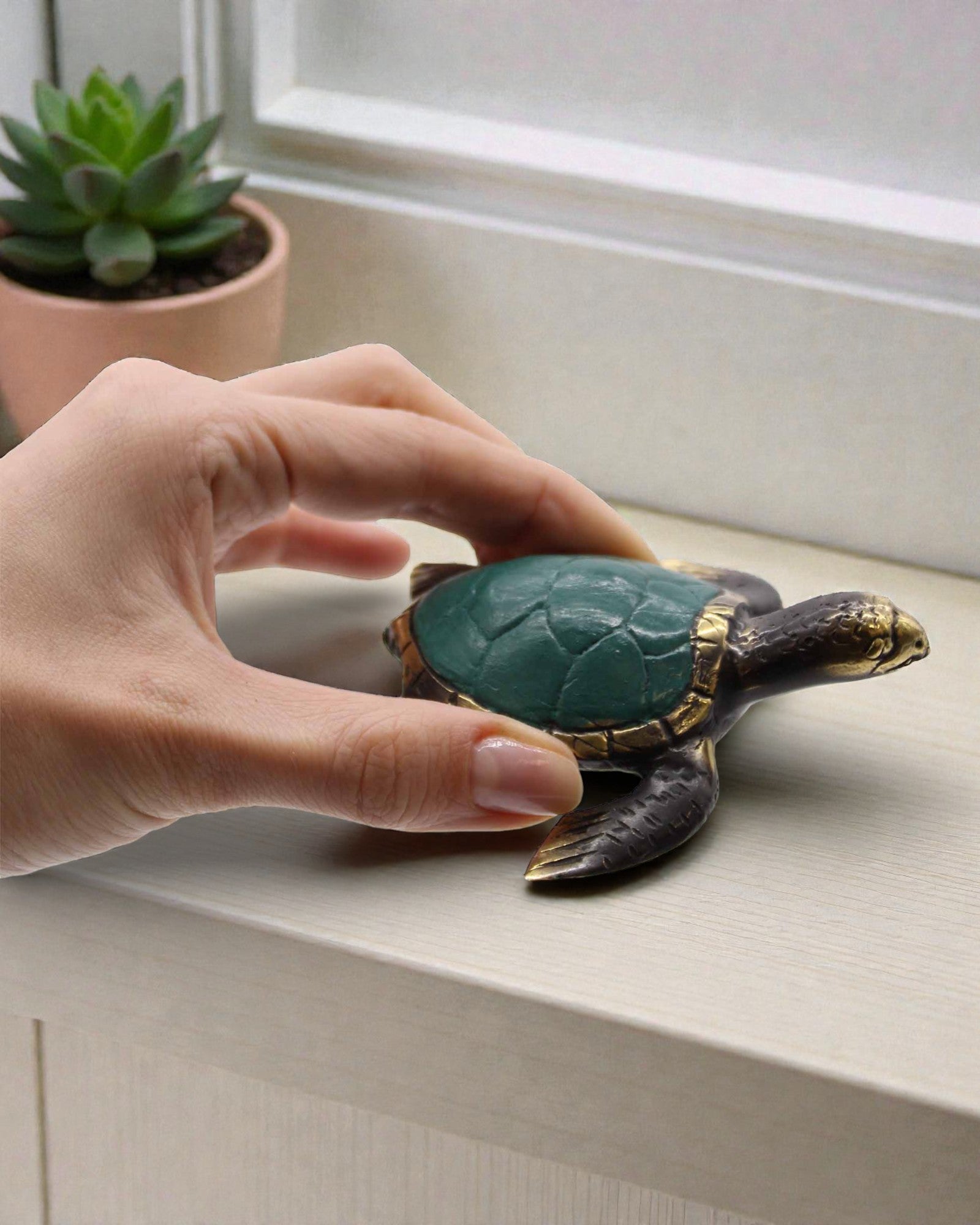 Trio of Sea Harmony – Handcrafted Set of 3 Brass Turtles