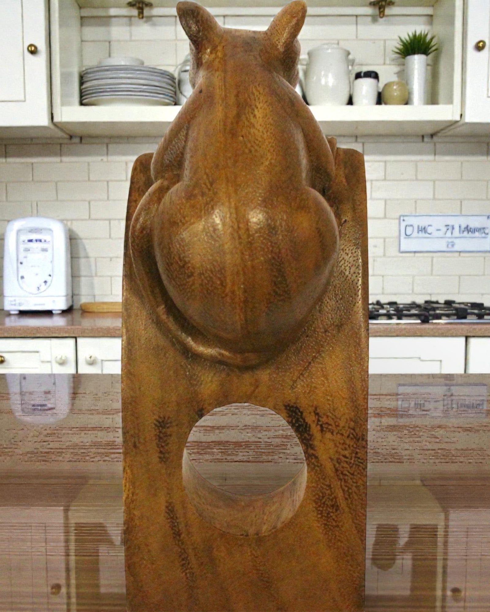 Forest Balance – Carved Balancing Wine Holder with Mouse