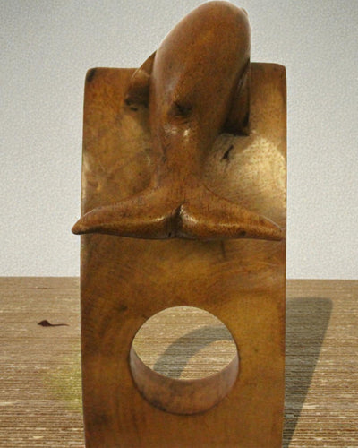 Dolphin Balance – Carved Suar Wood Wine Holder