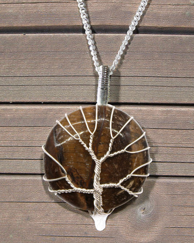 Tree of Life Gemstone Necklace - Tiger’s Eye