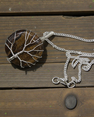 Tree of Life Gemstone Necklace - Tiger’s Eye