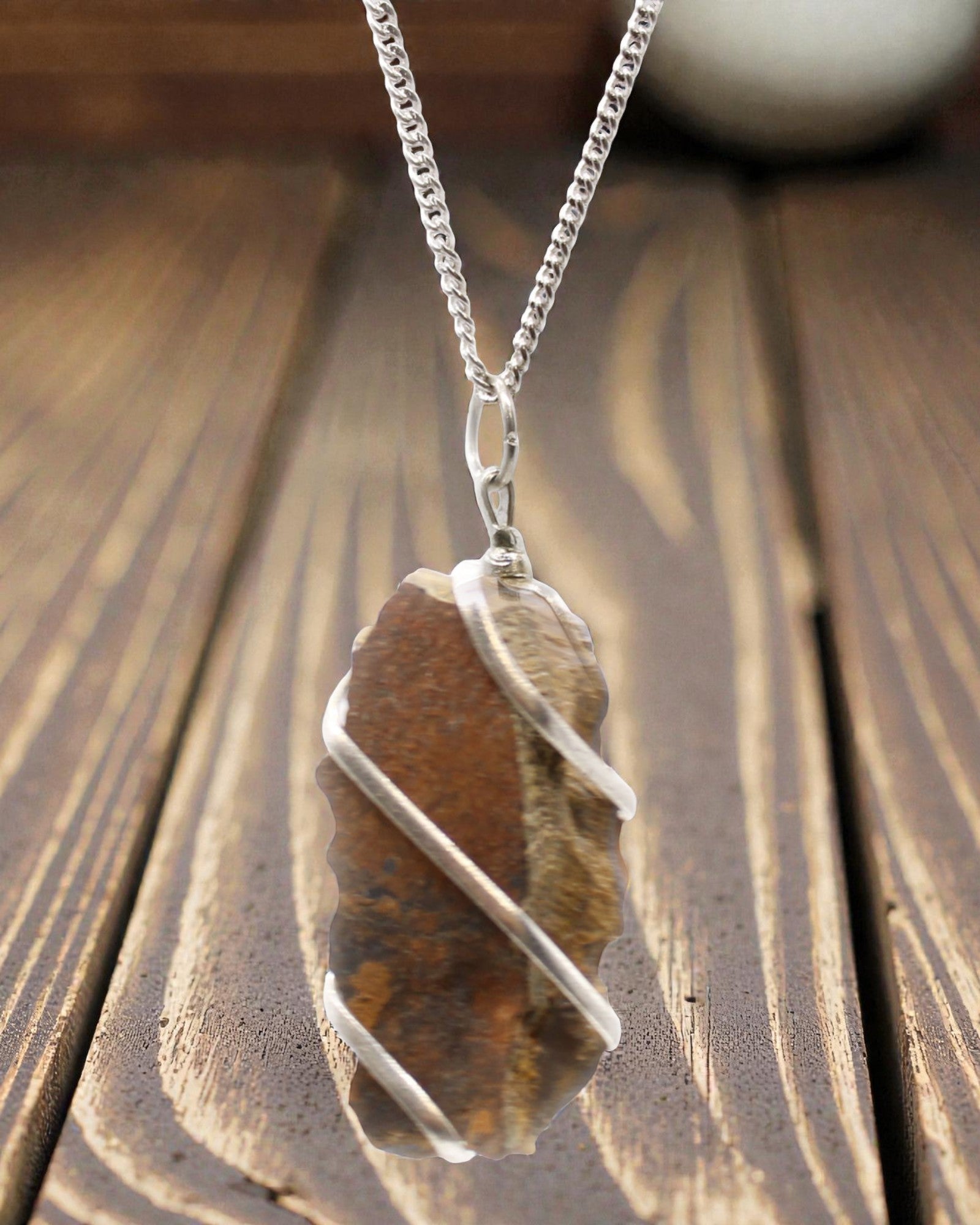 Cascade Wrapped Gemstone Necklace - Raw Tiger’s Eye