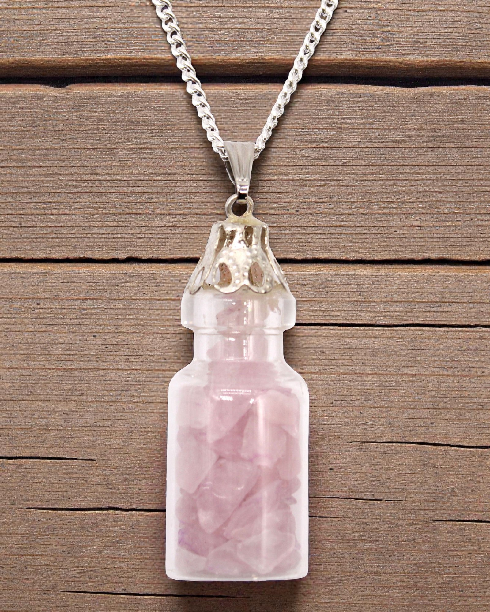 Bottled Gemstones Necklace – Rose Quartz