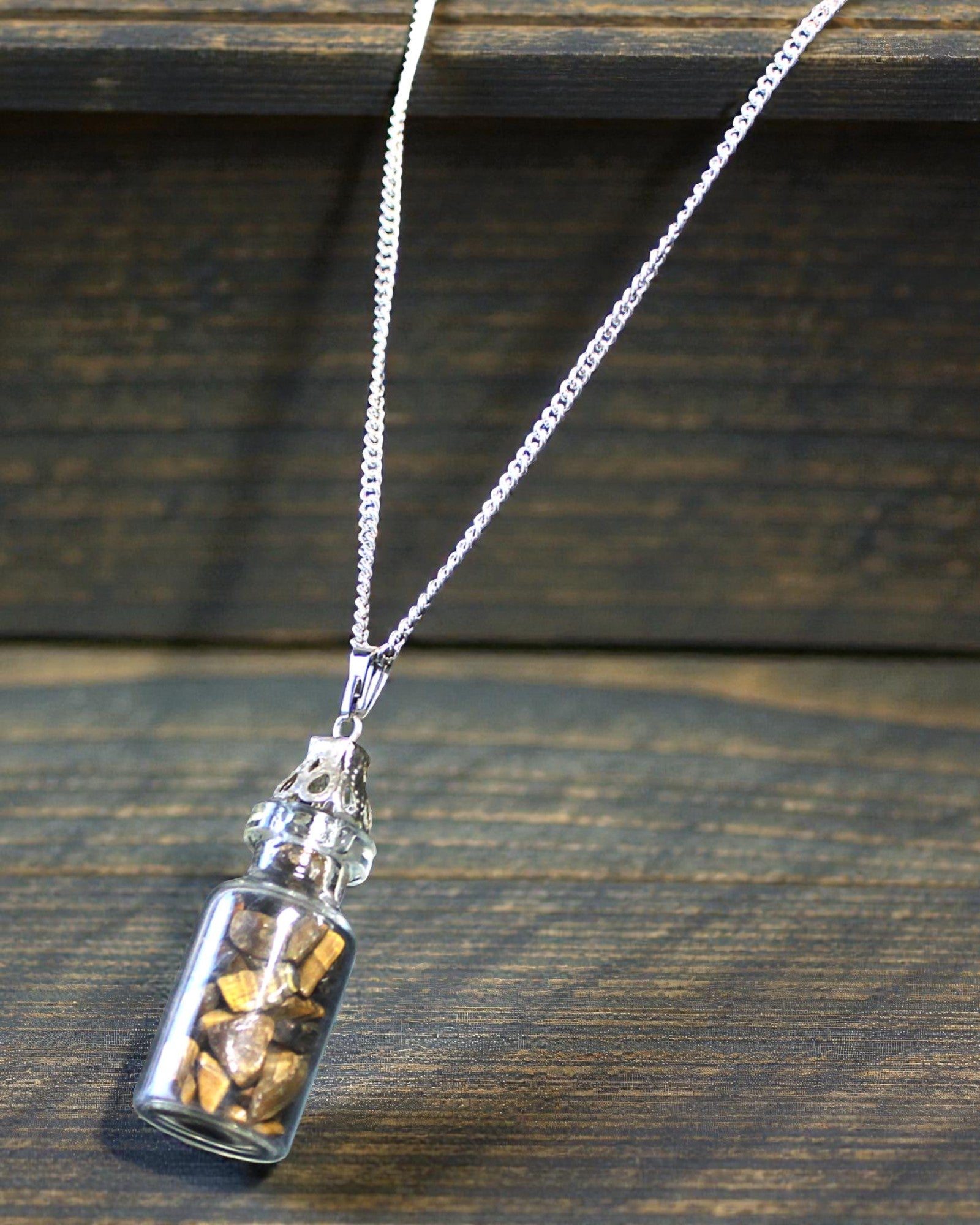 Bottled Gemstones Necklace – Tiger’s Eye