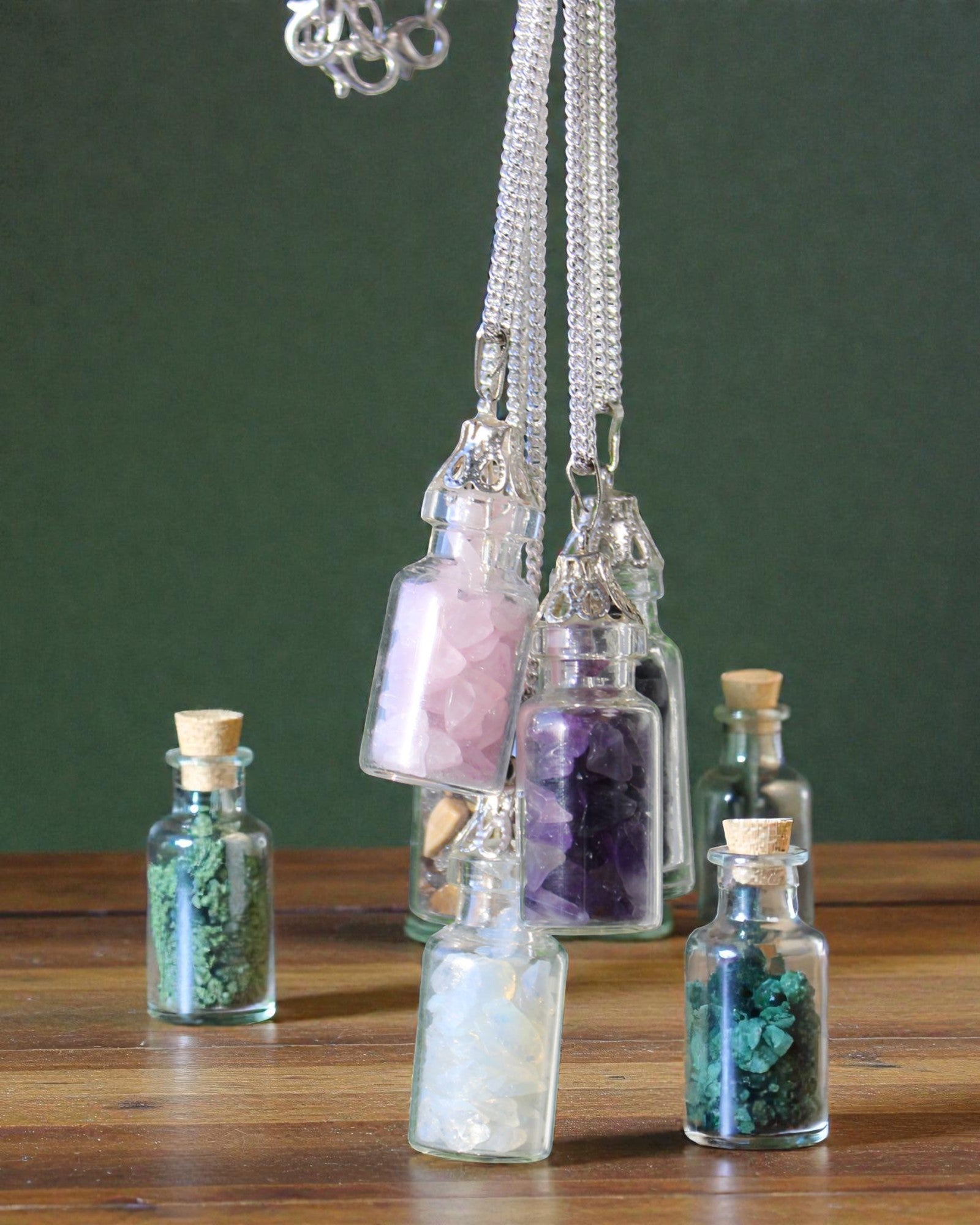 Bottle of Light – Necklace with Opalite in a Glass Vial