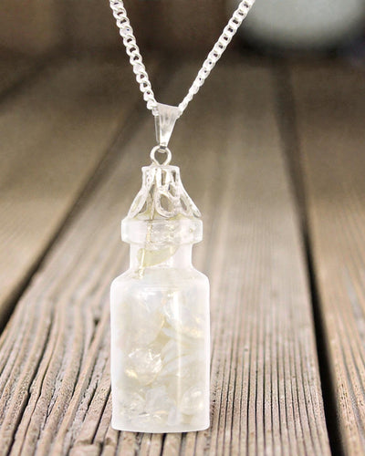 Bottle of Light – Necklace with Opalite in a Glass Vial