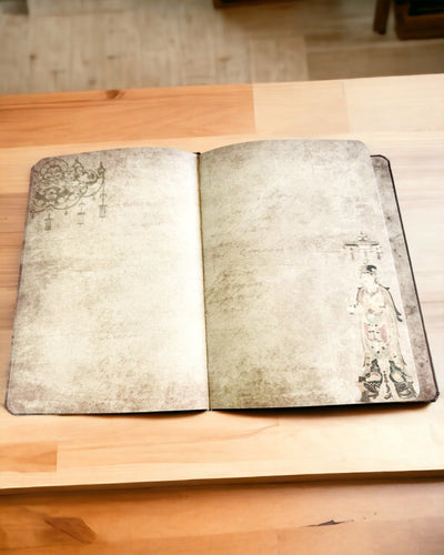 Vintage Brown Notebook with Decorative Retro-Style Cover – Explorer's Notebook – Brown, Vintage