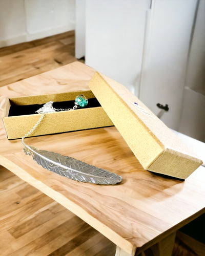 Creative Retro Style Bookmark with Feather and Butterfly Motif – Elegant Promotional Gift, Silver/Blue Color