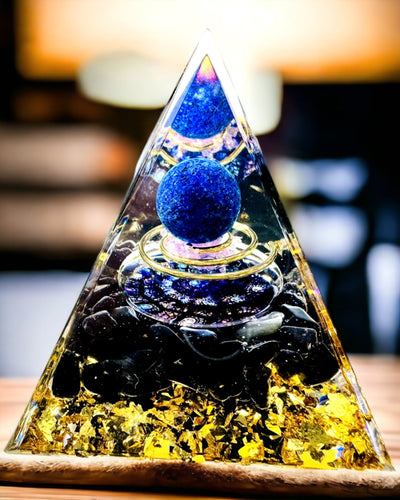 Orgonite Energy Pyramid with Crystals for Meditation – Radiates Positive Energy and Abundance