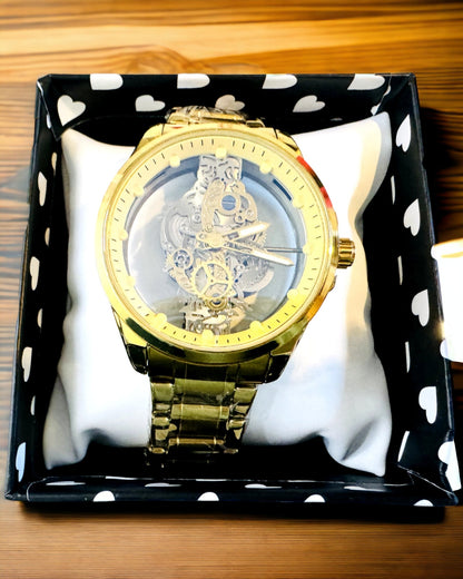 Men's Sports Watch with Double-Sided, Transparent Quartz Mechanism and Aluminum Bracelet – Ideal as a Gift. Personalization with Engraving