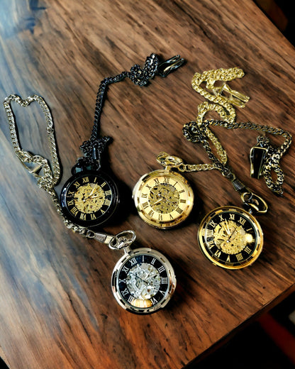 Silver Exclusive Mechanical Pocket Watch in Retro Style, Waterproof - Elegance for Every Occasion, with Engraving