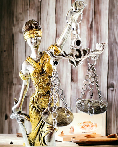 Goddess of Justice Statuette – Artistic Shelf Decoration, Resin Craft, personalization with engraving