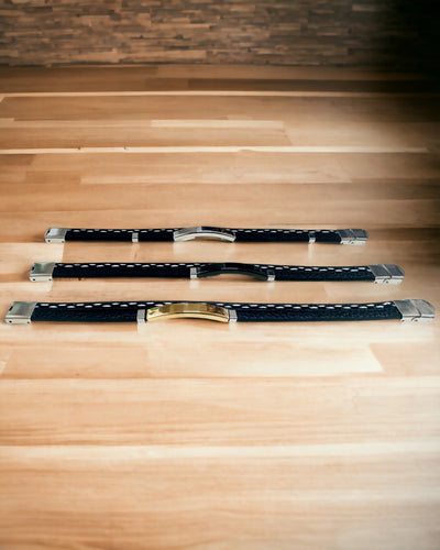 PU Leather and Stainless Steel Sports Bracelet with Engraving Option – 3 Colors