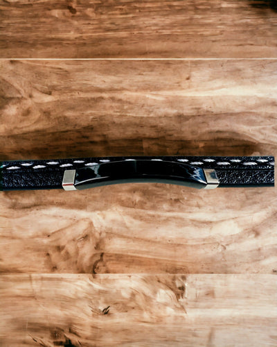 PU Leather and Stainless Steel Sports Bracelet with Engraving Option – 3 Colors