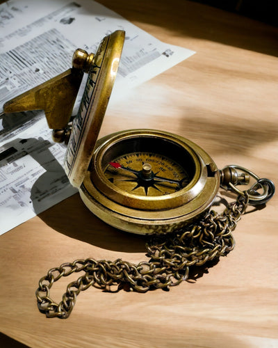 Traveler's Navigation Compass with Engraving, Personalization – Handicraft by Indian Artisans