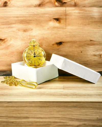 Golden Color Pocket Watch in Retro Style with Engraving Option