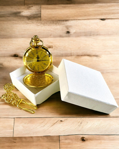 Golden Color Pocket Watch in Retro Style with Engraving Option