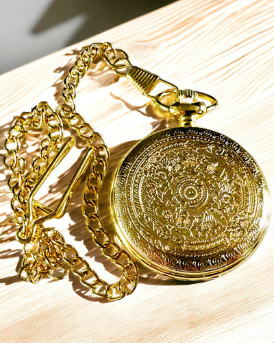 Golden Color Pocket Watch in Retro Style with Engraving Option
