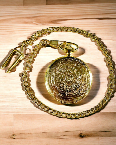 Golden Color Pocket Watch in Retro Style with Engraving Option