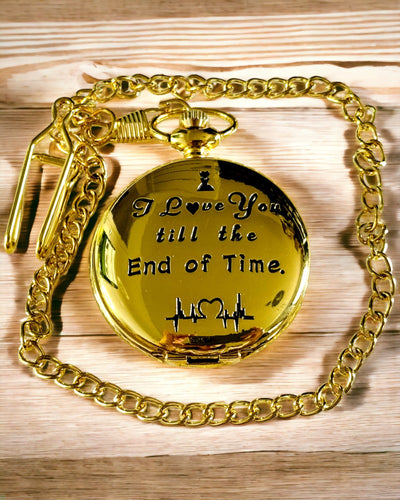 Golden Color Pocket Watch in Retro Style with Engraving Option