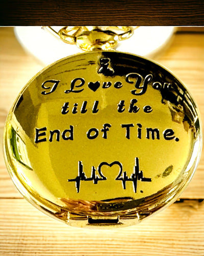 Golden Color Pocket Watch in Retro Style with Engraving Option