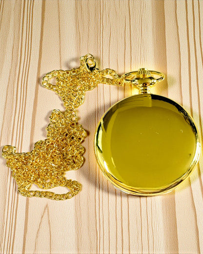 Golden Color Vintage Style Pocket Watch with Engraving Option