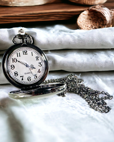 Black Pocket Watch "Classic Elegance" with Engraving Option
