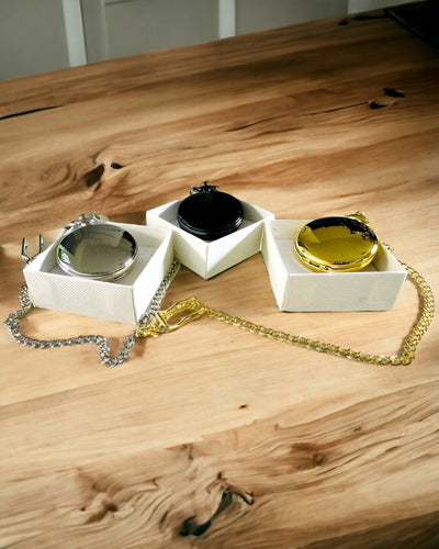 Silver pocket watch with quartz movement and engraving option