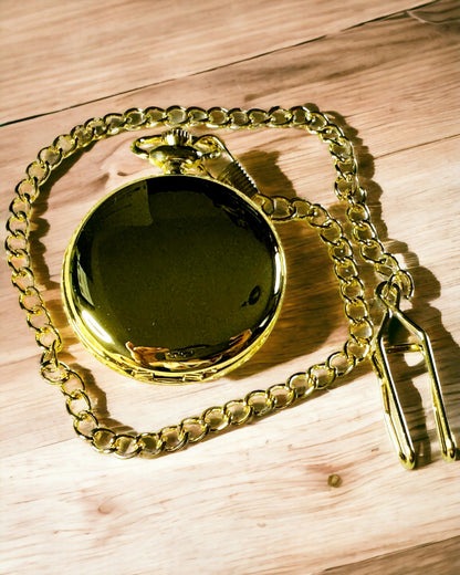 Golden Color Pocket Watch with Engraving Option