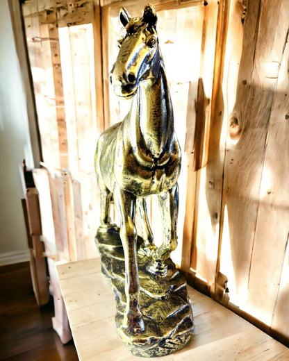 Resin Galloping Horse Figurine with Engraving Option