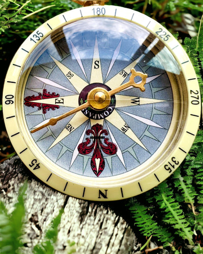 Rose Gold Compass - retro-style navigational tool – portable and precise instrument for determining direction for travelers and explorers. Engraving, personalization.