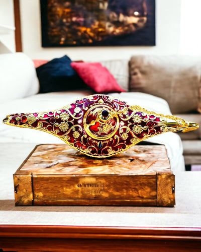 Magic Aladdin Lamp with Engraving Option - Burgundy Variant, interwoven with gold