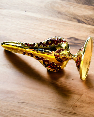 Magic Aladdin Lamp with Engraving Option - Burgundy Variant, interwoven with gold