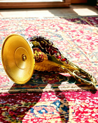 Magic Aladdin Lamp with Engraving Option - Burgundy Variant, interwoven with gold