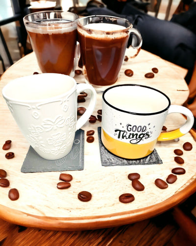 Natural Stone Coaster for Coffee, Tea with Personalized Engraving – Square, Circle, Hexagon, 10 cm