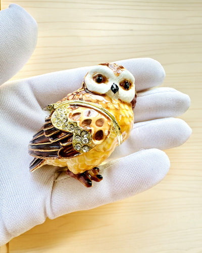 Charming Owl with Crystals - Jewelry Box with Custom Engraving Option, Gift