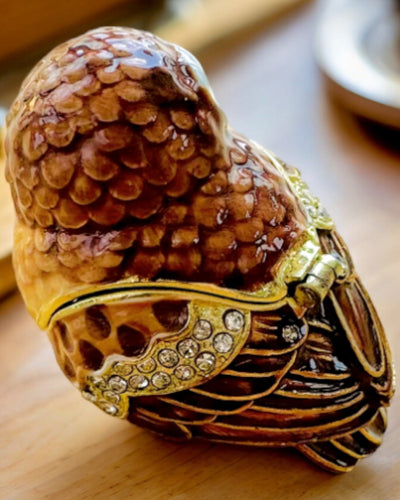 Charming Owl with Crystals - Jewelry Box with Custom Engraving Option, Gift