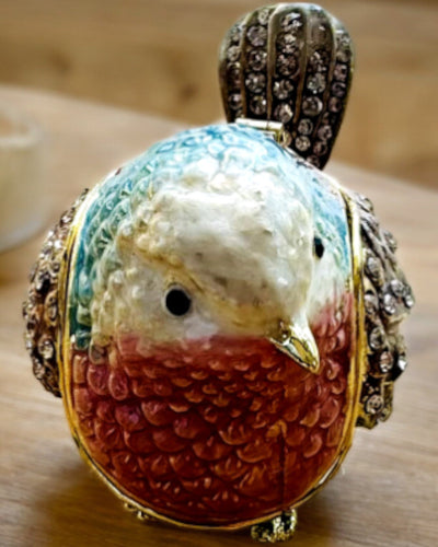 Colorful Sparrow Bird with Engraving - Adorable Treasure Box