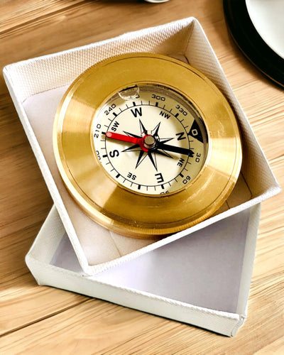 Brass Navigational Compass with Engraving Option, Classic Design – 5 cm
