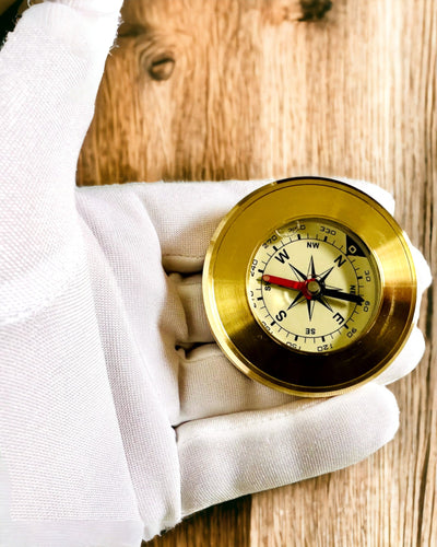 Brass Navigational Compass with Engraving Option, Classic Design – 5 cm