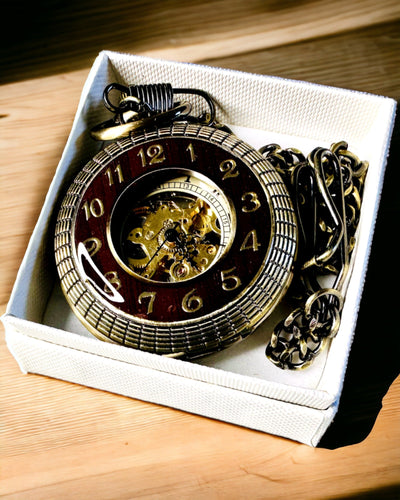 Pocket watch with visible mechanism – personalization option through engraving