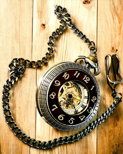 Pocket watch with visible mechanism – personalization option through engraving