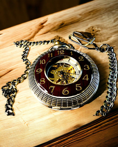 Pocket watch with visible mechanism – personalization option through engraving