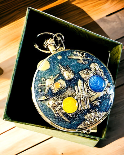 Pocket watch "Astrum Temporis" - Gold frame. Personalization with engraving available.