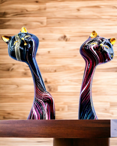 "Koci Eleganci" - Decorative Resin Figurine Set with Customizable Engraving